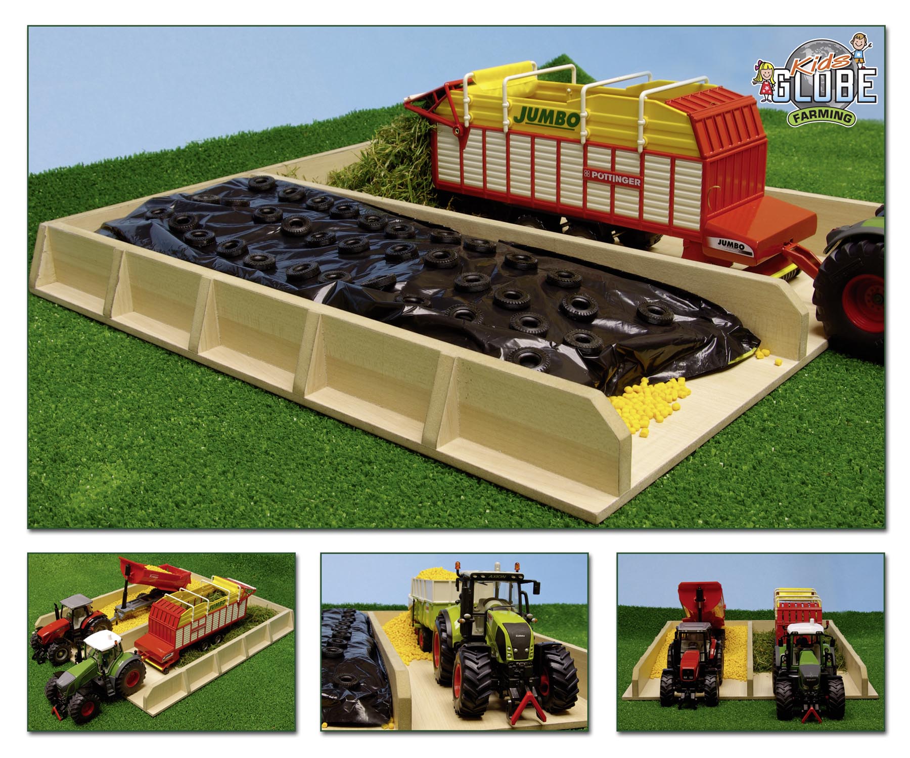 Doppel-Fahrsilo aus Holz Modell von Kids Globe 1:32
