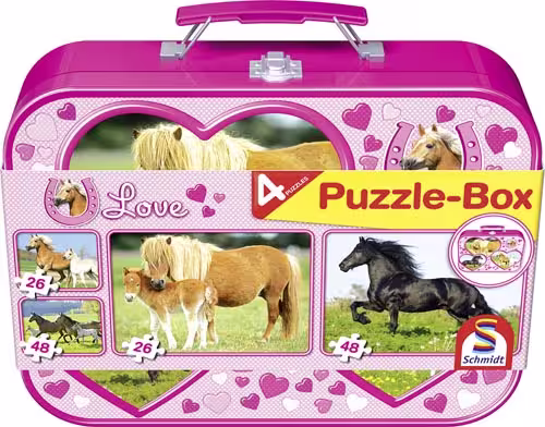 Puzzle-Box Pferde im Metallkoffer eilbote-onlineshop - Agrarfox