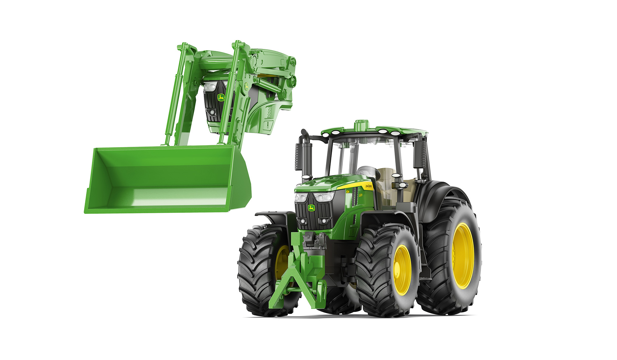 KA76795-1 Artikelname: John Deere Set mit abnehmbaren Frontlader Originalhersteller: John Deere von Siku im Maßstab: 1:32 Hersteller-Nr: 3666