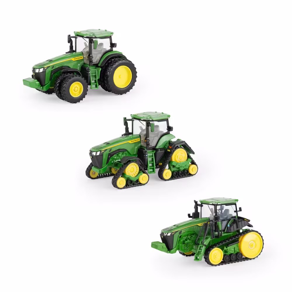 MA76750-1 Artikelname: John Deere 8R Set (8RX - 8R - 8RT) Prestige Collection Originalhersteller: John Deere von Ertl im Maßstab: 1:64 Hersteller-Nr: 45997
