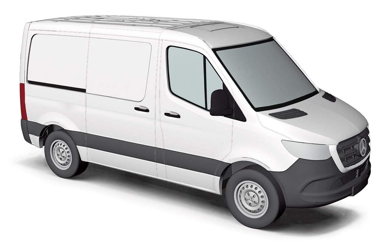 Mercedes-Benz Sprinter 18 Kasten kurz wei&szlig; Modell von Busch 1:87