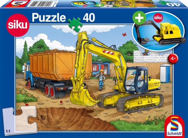 Puzzle Bagger 40Teile + SIKU Bagger