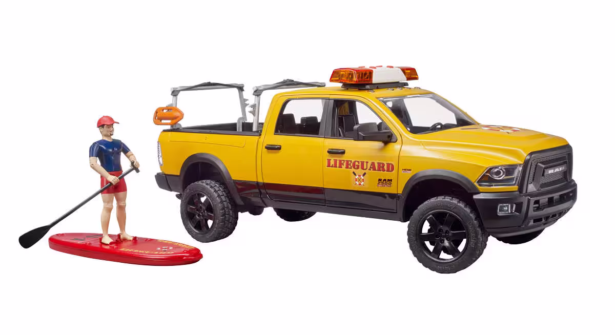 RAM 2500 Power Wagon Life Guard mit Figur + Stand Up Paddle und Licht und Sound Modul Modell von Bruder 1:16 eilbote-onlineshop - Agrarfox