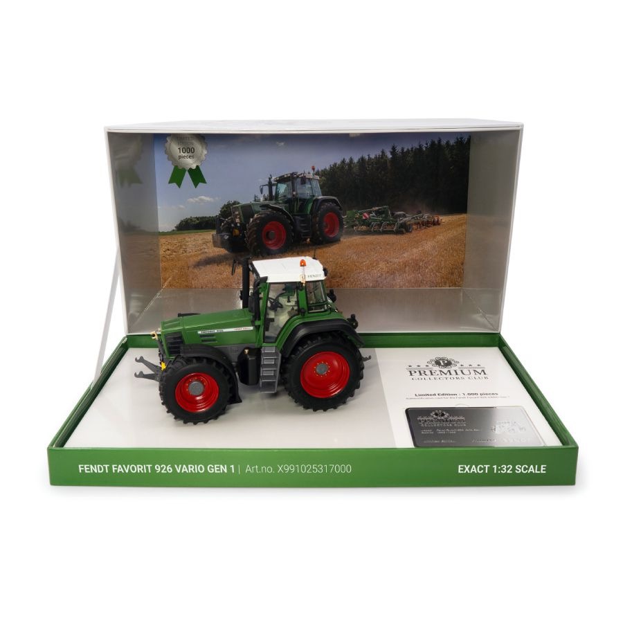 MA77119-1 Artikelname: Fendt 926 Vario Gen1 Premium Collectors’ Club Limited Edition Originalhersteller: Fendt Modelltyp: 926 Vario im Maßstab: 1:32 Hersteller-Nr: X991025317000