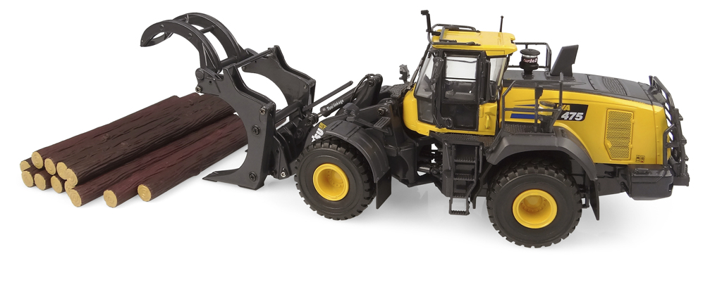 Komatsu WA475-10 Radlader mit Holzgreifer Modell von Universal Hobbies 1:50