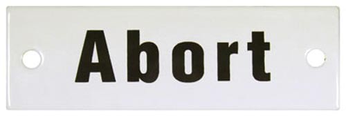 Abort Emailliertes Schild 12,50 x 4 cm
