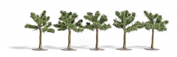5 Jungbäume mit Baumstützen Modell von Busch 1:87