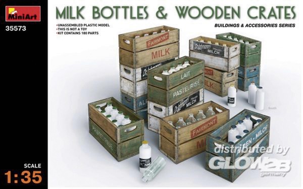 Milchflaschen und Holzkisten Modell von MiniArt 1:35