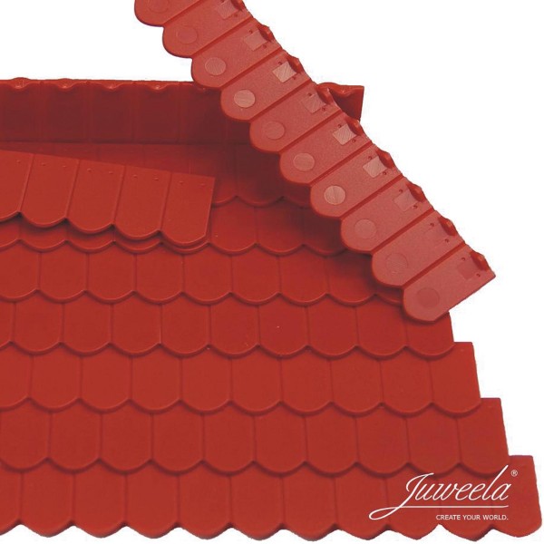 Dachziegel Biberschwanz 40 x 12er Reihe ziegelrot Modell von Juweela 1:32
