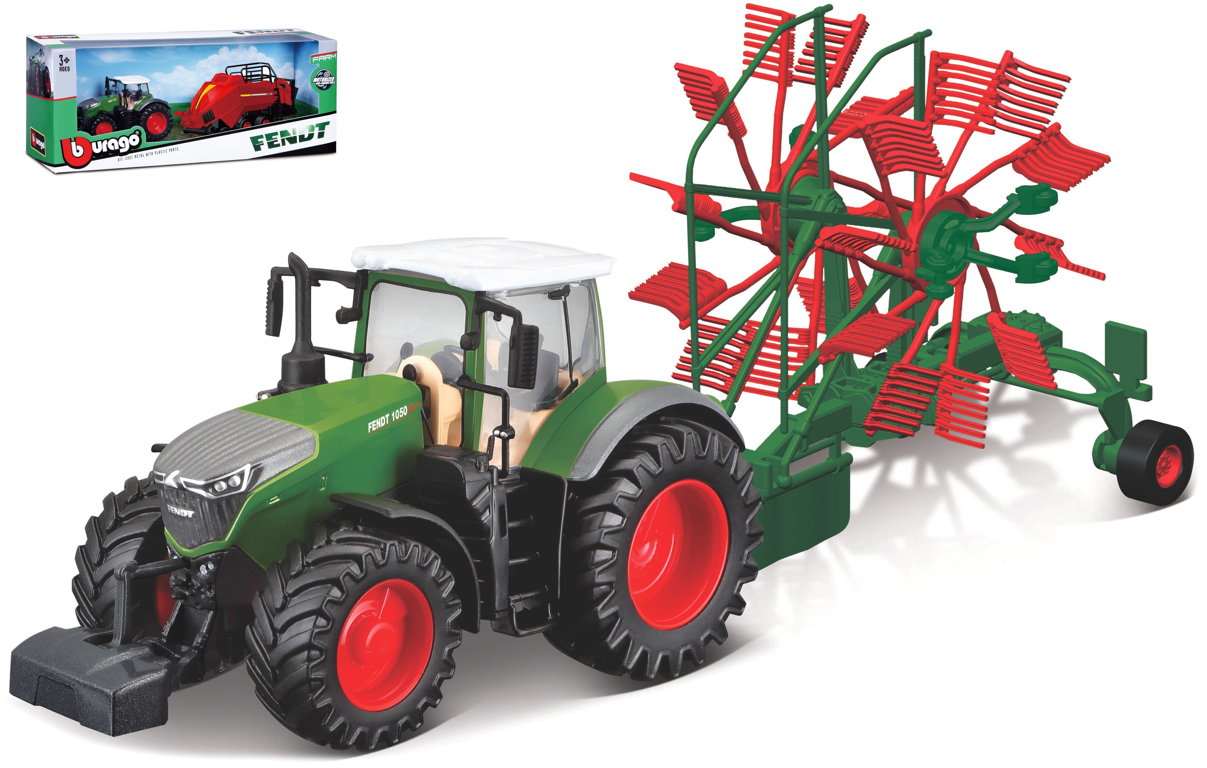 Bburago traktor mit Anhänger Fendt 1000 Vario 32,4 x 11 cm 