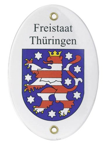 Länderwappen Freistaat Thüringen Emailliertes Schild 15 x 10 cm