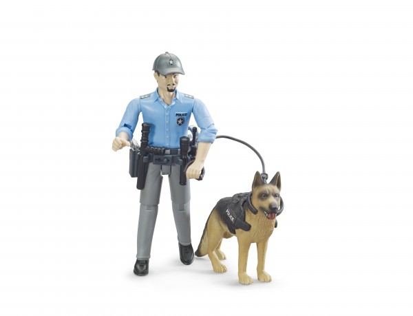 bWorld Polizist mit Hund Modell von Bruder 1:16